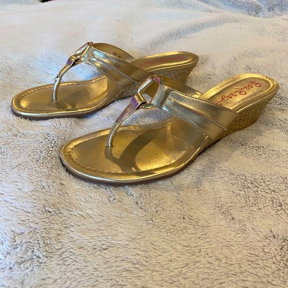 Lilly Pulitzer Shoes - ‼️NWT‼️ Lilly Pulitzer Gold Wedges size 7
